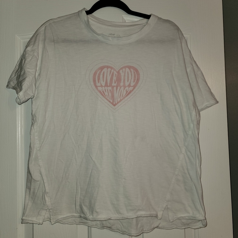 Aerie White Oversized Crew Neck Tee